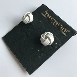 Francesca White Love Knot Pierced Earrings